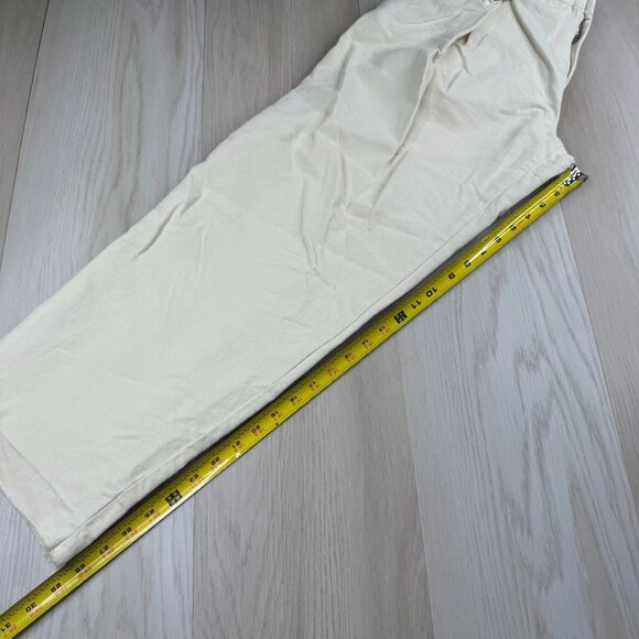 After Pray Mens Ivory Waistband Belted Pleated Straight Leg Chino Pants Large - Picture 13 of 14